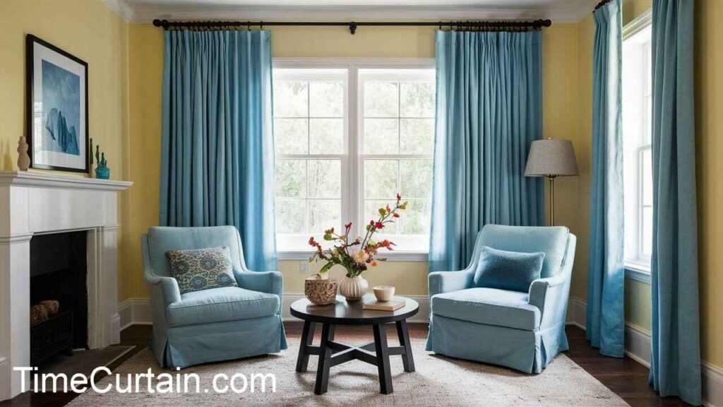 light blue curtain