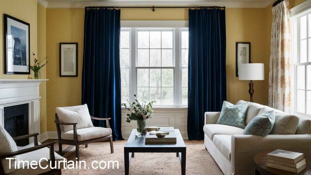 navy blue curtain