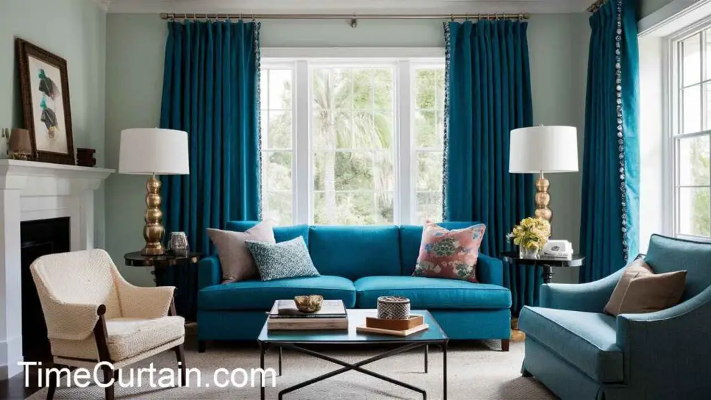 teal curtain